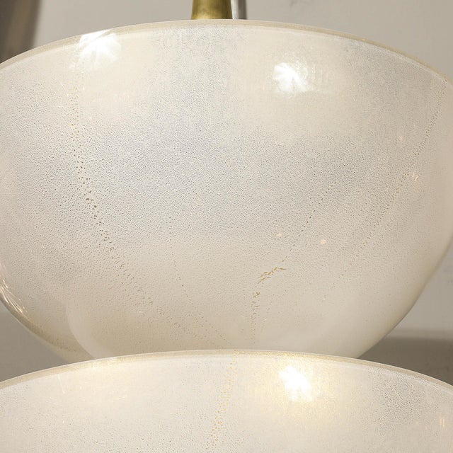 Modernist Hand-Blown Murano Glass Reverse Dome Form Brushed Brass Sconces For Sale - Image 15 of 18
