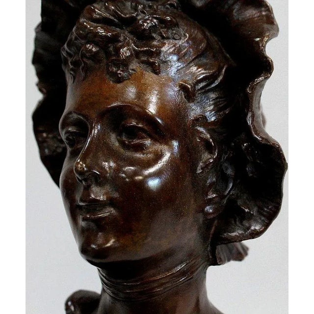 Bronze Woman with Hat by Meslais, Early 20th Century For Sale - Image 6 of 18