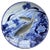Large Blue & White Porcelain Carp Plate, Japan, 1880s For Sale