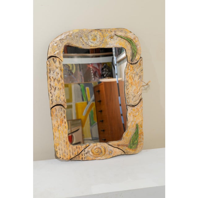 Glass Vintage French Ceramic Mirror, 1960s For Sale - Image 7 of 7