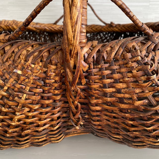 Vintage large hand woven splint wood melon basket with great depth of character and color. This style of basket is also...