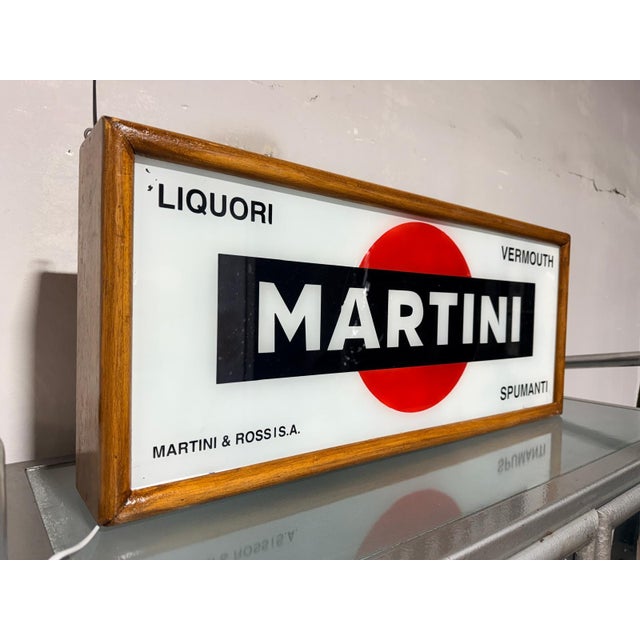 Wood Vintage Illuminated Martini Sign 1970s For Sale - Image 7 of 8