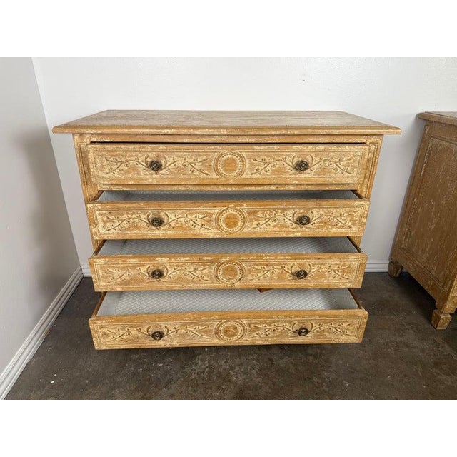 Wood Late 19th Century Pair of Swedish Gustavian Painted Four-Drawer Chests of Drawers For Sale - Image 7 of 18