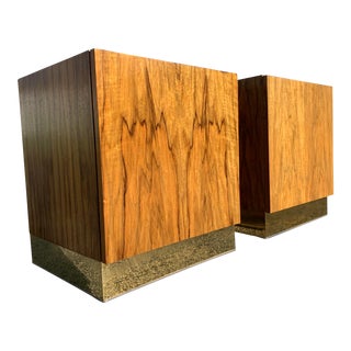 1970s Milo Baughman for Thayer Coggin Rosewood and Brass Nightstands - a Pair For Sale