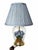 1970s Vintage Blue Floral Glass Terrarium Table Lamp With Pleated Blue Shade For Sale - Image 5 of 8