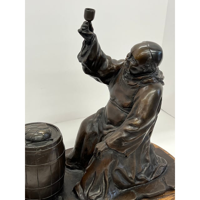 Vintage Bronze Monk Sculpture on a Wooden Base - Signed L Unnasch 3/15 1979 For Sale - Image 10 of 10