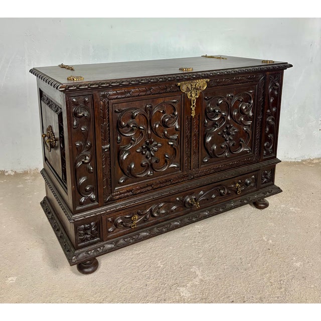 Spanish Carved Blanket Chest, 1920 For Sale - Image 11 of 17