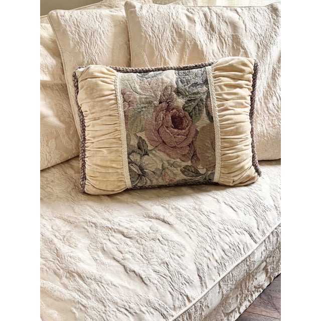Shabby Chic Abc Carpet & Home Vintage Tapestry Velvet Rose Pillow - 20" X 13" For Sale - Image 3 of 6