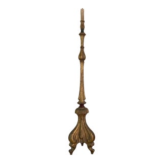 Vintage Rococo Style Italian Gilt Wood Floor Lamp For Sale