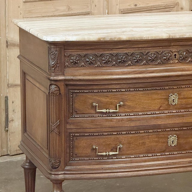 Wood 19th Century French Louis XVI Walnut Commode For Sale - Image 7 of 18