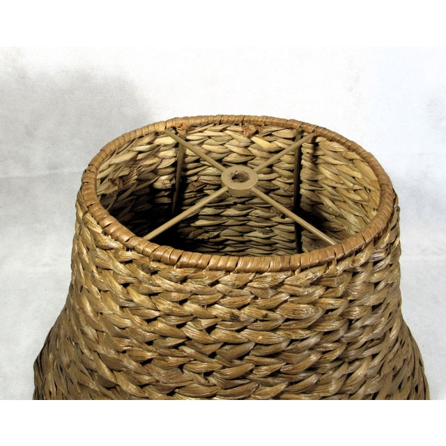 Vintage Water Hyacinth Braided Reed Lamp Shade For Sale In New Orleans - Image 6 of 12