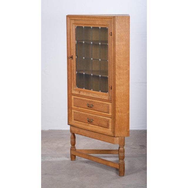 Wood Brutalist Oak Corner Cabinet attributed to Henning Kjærnulf, Denmark, 1960s For Sale - Image 7 of 10