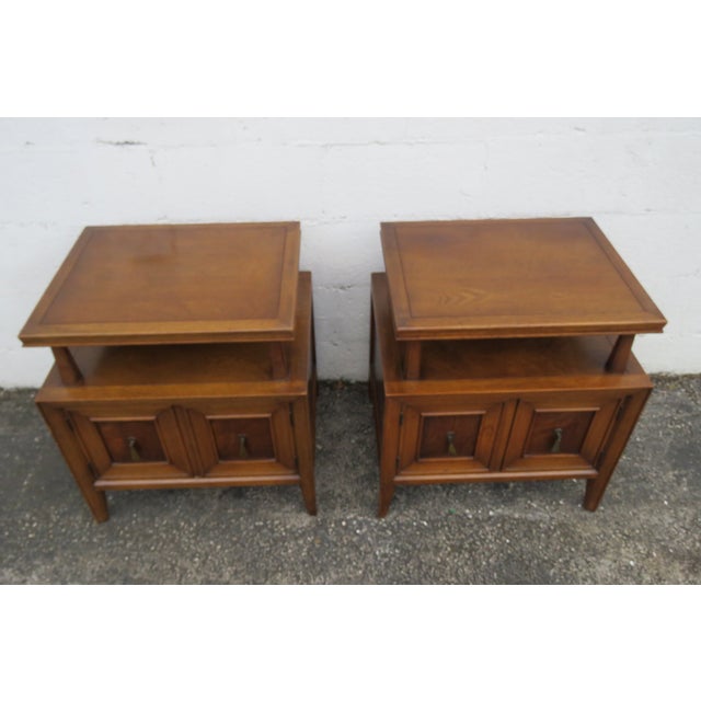 Brown Fancher Furniture Mid 20th Century Nightstands Side End Bedside Tables a Pair, Attributed For Sale - Image 8 of 17