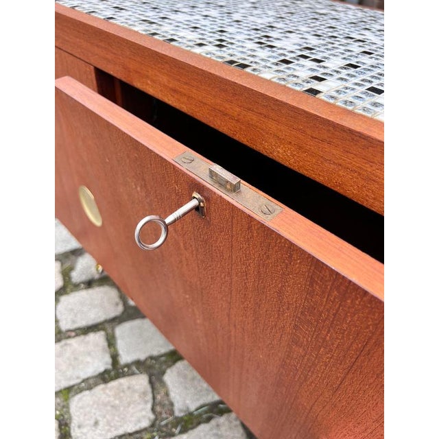 Teak Sideboard with Tiles and Lock For Sale - Image 10 of 11