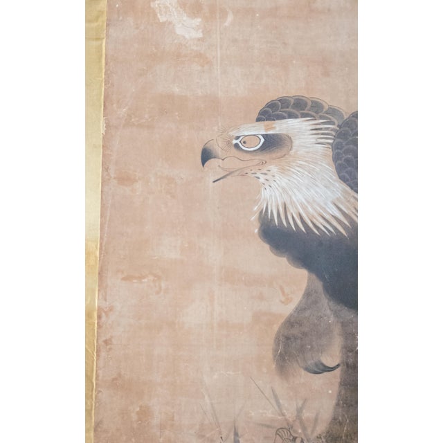 18th Century Japanese Edo Period Kano School Watercolor Painting of a Hawk For Sale - Image 9 of 15