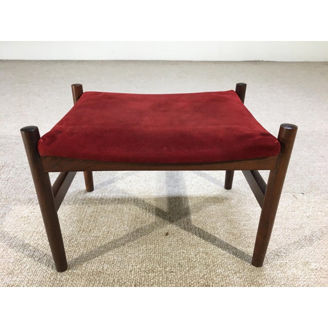 Mid-Century Modern Spottrup, Denmark Danish Modern Rosewood and Suede Ottoman For Sale - Image 3 of 5