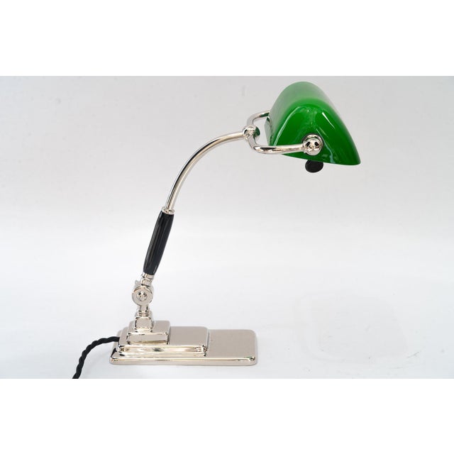 Art Deco Banker Lamp with Green Glass Shade, Vienna, Austria, 1920s For Sale - Image 6 of 18