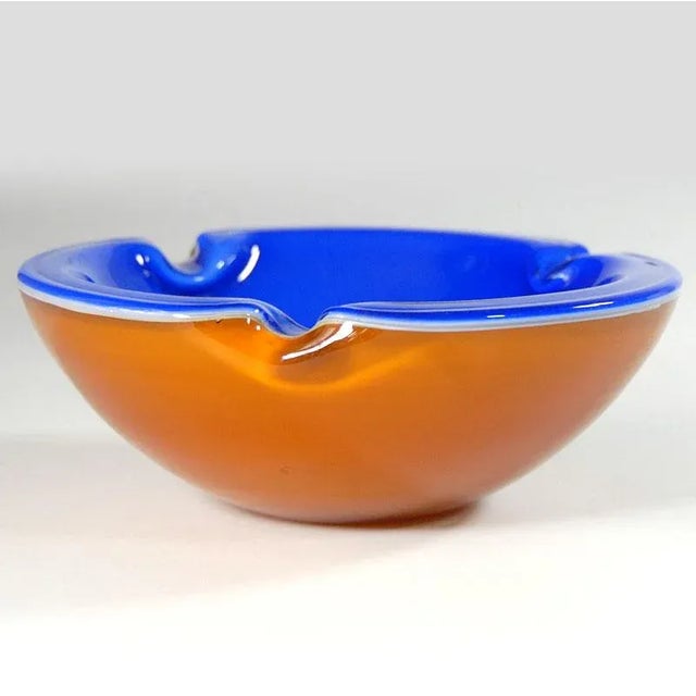 A large, heavy grated gray -made grated glass from the Venetian island of Murano. The Vintage object was created in the...