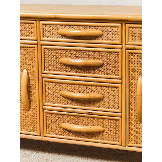 Champagne Bamboo Vintage Credenza For Sale - Image 8 of 9