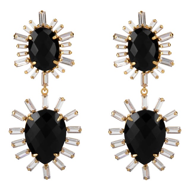Catherine Earrings (Black) (Clip On) For Sale