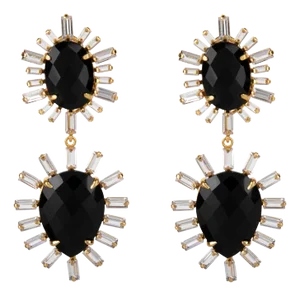 Catherine Earrings (Black) (Clip On)