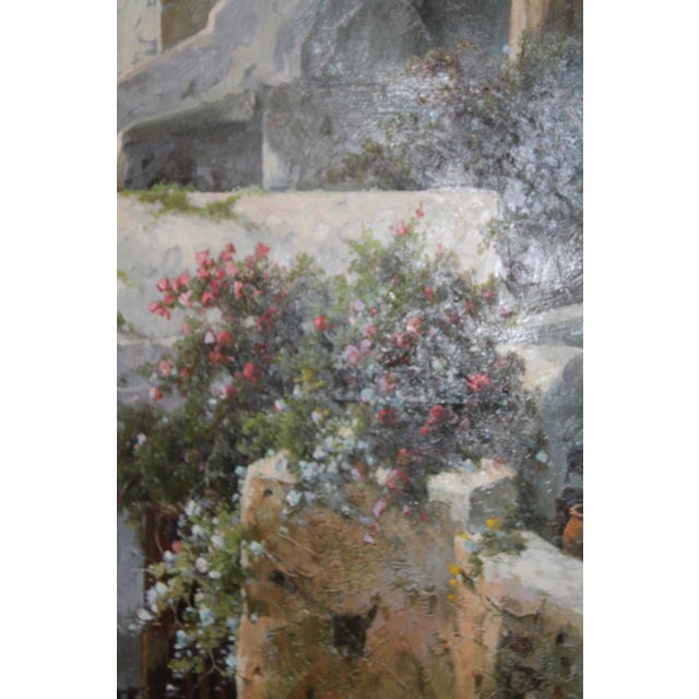 Late 20th Century Large Mediterranean Village Landscape — Oil on Canvas, 48” × 60” For Sale - Image 11 of 11