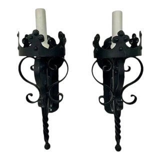 1990s Italian Style Iron Wall Sconces - a Pair For Sale