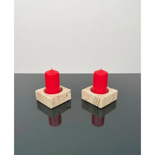 Candleholders or Ashtrays in Travertine from Fratelli Mannelli, Italy, 1970s, Set of 2 For Sale - Image 3 of 15