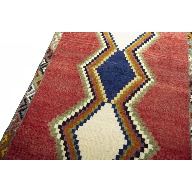 Hand-Knotted Gabbeh Rug with Geometric Medallion For Sale - Image 5 of 11