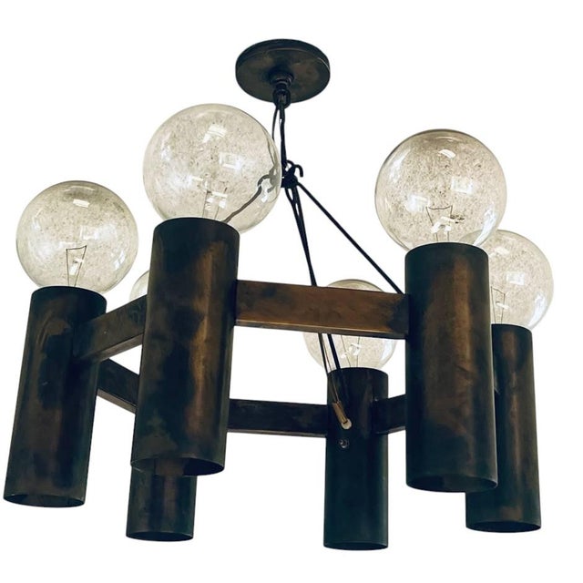 Stuart Barnes 1960s Stuart Barnes for Robert Long Architectural Chandelier For Sale - Image 4 of 6