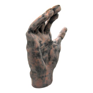 1960s Large Realistic Artist's Terracotta Sculpture of a Man's Hand For Sale