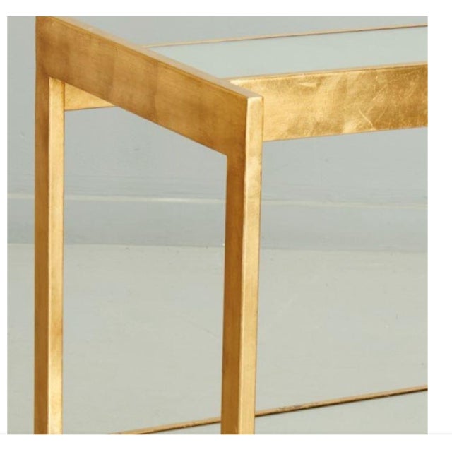 Contemporary Contemporary Gold Leaf Bar Cart With Two Mirrored Shelves For Sale - Image 3 of 6