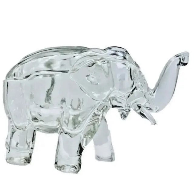 Art Deco Vintage 1930s Co-Operative Flint Glass Co. Clear Elephant Figural Covered Box For Sale - Image 3 of 9