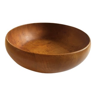 Mid-Century Segmented Curly Maple Salad or Display Bowl For Sale