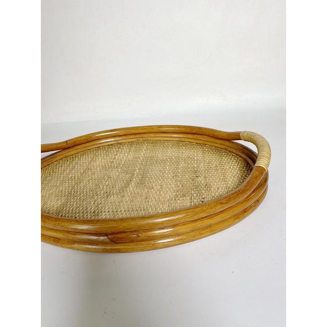 1960s Vintage Wicker and Rattan Tray, France, 1960s For Sale - Image 5 of 13