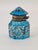 Antique Art Deco French Inkwell in Blue Faceted Glass, 1920 For Sale - Image 3 of 10