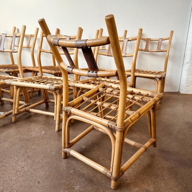 Frankl Style Bamboo Rattan Dining Chairs - Set of 10 For Sale - Image 10 of 11