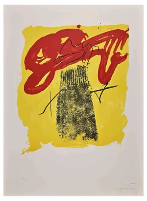 Antoni Tàpies, Roig I Negre punto 79, Original Lithograph, 1979