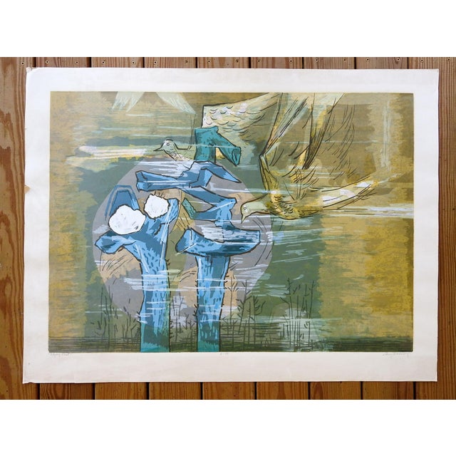 Mid 20th Century Mid 20th Century Abstract Birds Serigraph by Guy MacCoy For Sale - Image 5 of 5