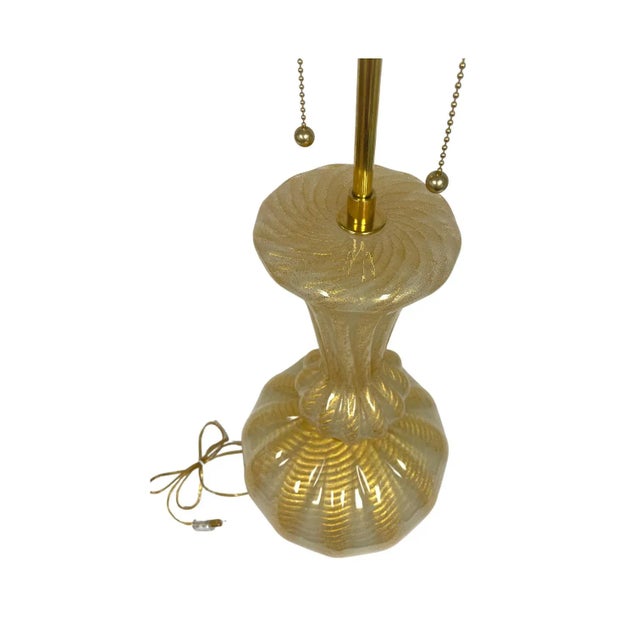 Italian Mid Century Murano Glass Lamp With Gold Flecks, Monumental Italian Blown Glass For Sale - Image 3 of 7