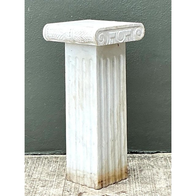Vintage Ionic Style Marble Pedestal For Sale In West Palm - Image 6 of 12