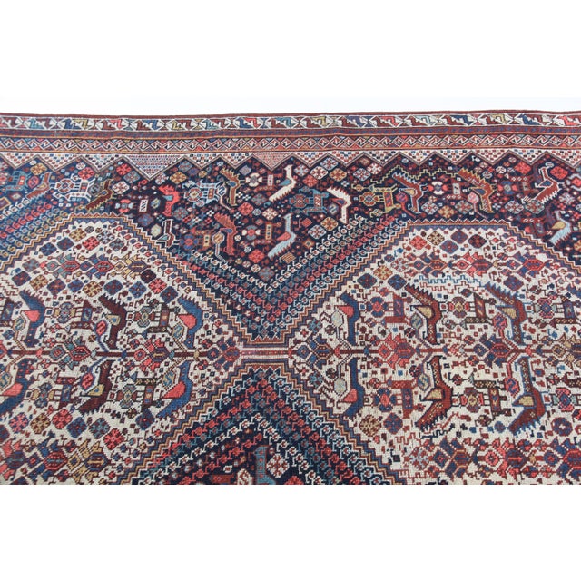 Navy Blue Antique Tribal Persian Rug With Tree of Life & Animal Motifs – Late 19th Century -4' 7'' X 6' 6'' For Sale - Image 8 of 12