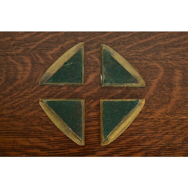 Roycroft Arts & Crafts Brass Finished Hammered Copper Blotter Corners With Leather Desk Blotter For Sale - Image 11 of 13