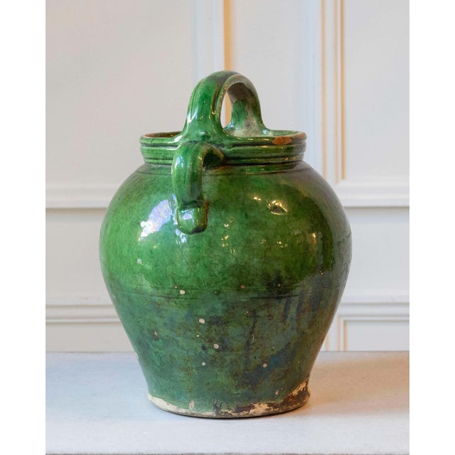 Ceramic Green-Glazed Terracotta Jug, Late 19th–Early 20th Century For Sale - Image 7 of 10