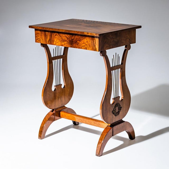 Biedermeier Lyre Sewing Table, 1830 For Sale - Image 3 of 8