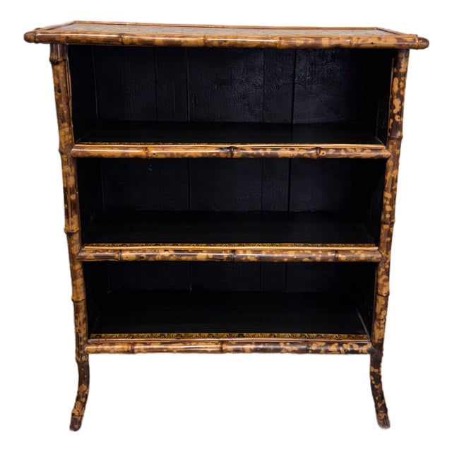 19th Century Bamboo Decoupage Bookshelf For Sale