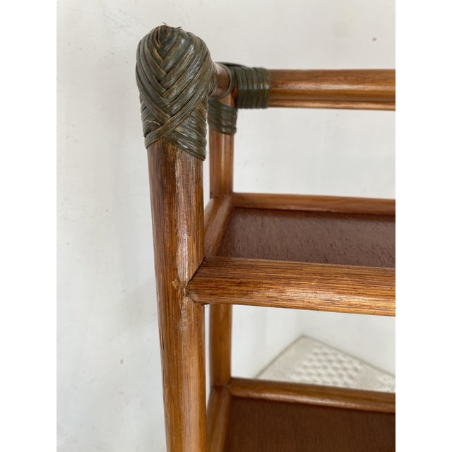 Wood Bamboo and Rattan Shelf, 1970s For Sale - Image 7 of 15
