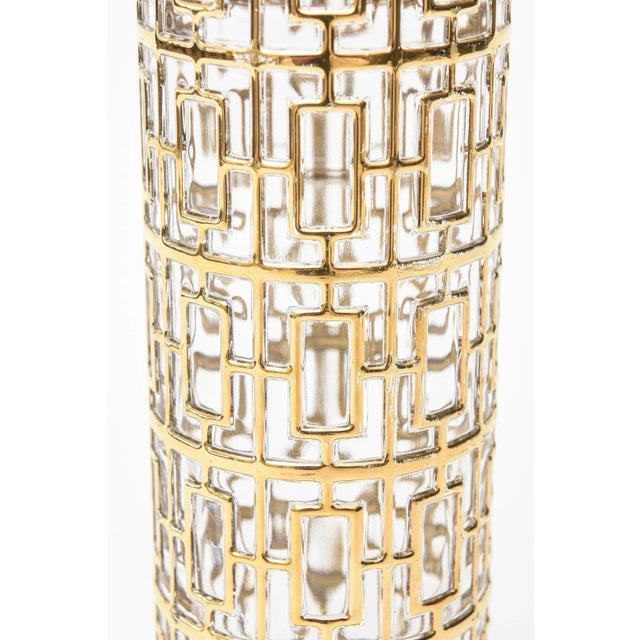 Vintage 1960's Imperial Glass Shoju Screen Trellis 22 Carat Gold Plated Over Clear Vase or Martini Vessel For Sale In Miami - Image 6 of 13