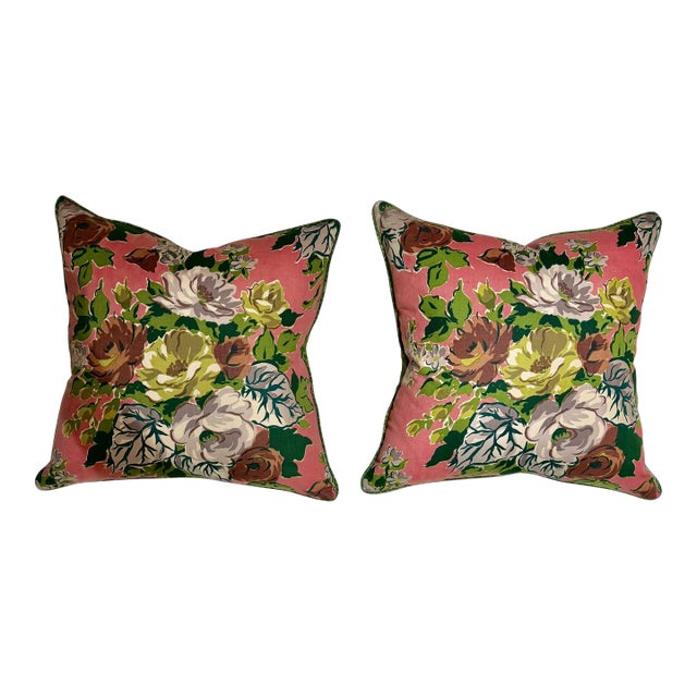 Vintage Floral Pillows Mid-20th Century With Scalamandré Backing - A Pair For Sale