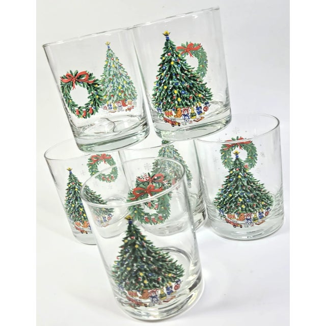 Christmas Tree Double Old Fashioned Glasses- Set of Six For Sale - Image 11 of 12